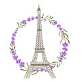 Eiffel tower with lavender. Royalty Free Stock Photo