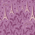 Eiffel tower and Lavender Flowers-Love in Parise Seamless Repeat Pattern Background Royalty Free Stock Photo