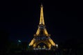 Eiffel Tower Light Performance Show in dusk. Paris, France. Royalty Free Stock Photo