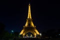 Eiffel Tower Light Performance Show in dusk. Paris, France Royalty Free Stock Photo