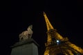 Eiffel Tower Light Performance Show in dusk. Paris, France Royalty Free Stock Photo