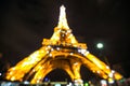 Eiffel Tower light performance show in twilight. Royalty Free Stock Photo