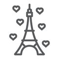 Eiffel tower line icon, france and paris, architecture sign, vector graphics, a linear pattern on a white background.