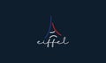 Eiffel tower line outline minimalist colorful logo vector icon illustration