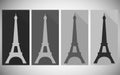 Eiffel Tower with a long shadow. Icons in a flat style. Royalty Free Stock Photo