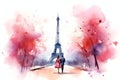 Eiffel Tower lovers Valentine Day background Royalty Free Stock Photo