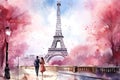 Eiffel Tower lovers Valentine Day background Royalty Free Stock Photo