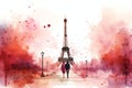 Eiffel Tower lovers Valentine Day background Royalty Free Stock Photo