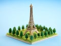 Eiffel Tower Miniature on a Green Patch