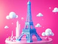 Eiffel Tower Miniature in a Pink Dream World