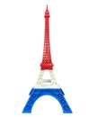 Eiffel Tower Model with Red White Blue Stripe Isolated