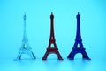 Eiffel Tower Model in three colors white , red, and blue Royalty Free Stock Photo