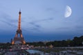 Eiffel tower and moon