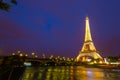 Eiffel Tower at Night and the Iena Bridge Royalty Free Stock Photo