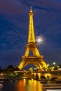 Eiffel tower at night illumination, Paris, France Royalty Free Stock Photo