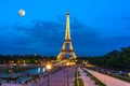 Eiffel tower at night illumination, Paris, France Royalty Free Stock Photo