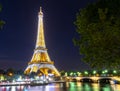 Eiffel tower at night illumination, Paris, France Royalty Free Stock Photo