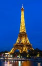 Eiffel tower at night illumination, Paris, France Royalty Free Stock Photo