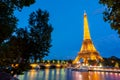 Eiffel tower at night illumination in Paris, France Royalty Free Stock Photo