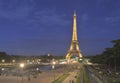 Eiffel Tower in night light, Paris, France. Royalty Free Stock Photo