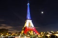 The Eiffel tower at night, Paris, France.