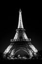 Eiffel Tower on night sky. Tower with light illumination. Architecture structure and design concept. Summer vacation in Royalty Free Stock Photo