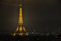 The Eiffel Tower at night viewed from Arc de Triomphe, Paris, Fr Royalty Free Stock Photo
