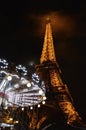 Eiffel Tower and carousel by Night Royalty Free Stock Photo