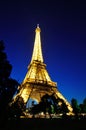 Eiffel Tower at nightfall - angle view