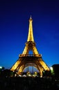 Eiffel Tower at nightfall