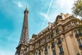 Eiffel Tower and old building in summer. Royalty Free Stock Photo