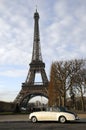 Eiffel tower and old car