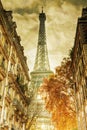 Eiffel Tower on old paper texture