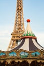 Eiffel Tower with an ornate carousel in the foreground Royalty Free Stock Photo