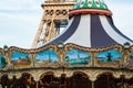 Eiffel Tower with an ornate carousel in the foreground Royalty Free Stock Photo