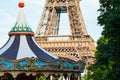 Eiffel Tower with an ornate carousel in the foreground Royalty Free Stock Photo