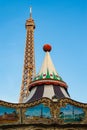 Eiffel Tower with an ornate carousel in the foreground Royalty Free Stock Photo