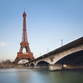 Eiffel tower over blue sky at sunset, Paris Royalty Free Stock Photo