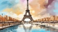 Eiffel tower Paris, abstract digital art, digital painting printable in very high resolution on canvas Royalty Free Stock Photo