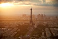 Eiffel Tower in Paris aerial sunset France Royalty Free Stock Photo