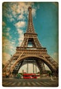 The Eiffel Tower Paris blue sky Vintage style picture Royalty Free Stock Photo