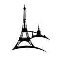 Paris city eiffel tower black vector silhouette Royalty Free Stock Photo