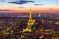 Eiffel Tower with Paris city skyline at night in France Royalty Free Stock Photo