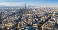 Eiffel Tower and Paris city in winter Royalty Free Stock Photo