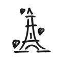 Eiffel Tower Paris france Black Silhouette logo design Vector Royalty Free Stock Photo