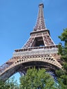 Eiffel Tower in Paris, France city of Love side view Royalty Free Stock Photo