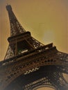 Eiffel Tower in Paris France with Cloud Cover on a Sunny Day