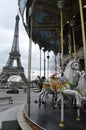 Eiffel tower paris france winter cloudy carrousel Royalty Free Stock Photo
