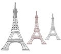Eiffel tower Paris france. Landmark vector architecture black illustration. Travel tourism europe art construction Royalty Free Stock Photo