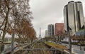 The Eiffel Tower in Paris France and modern buildings Royalty Free Stock Photo